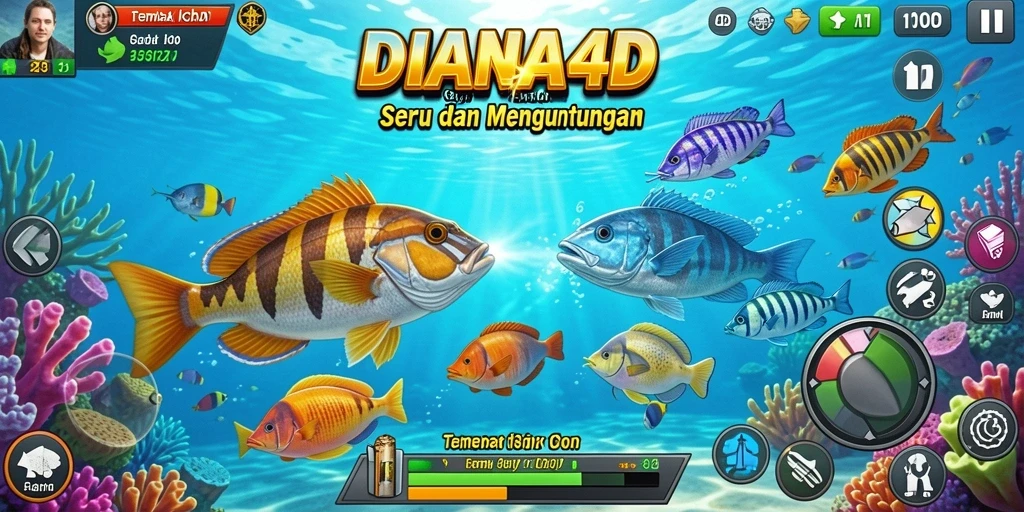 Tangkapan layar permainan DIANA4D menampilkan aksi seru Tembak Ikan.