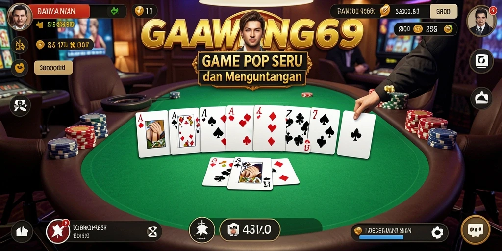 Gameplay GAWANG69 menunjukkan permainan poker yang seru dan kompetitif.