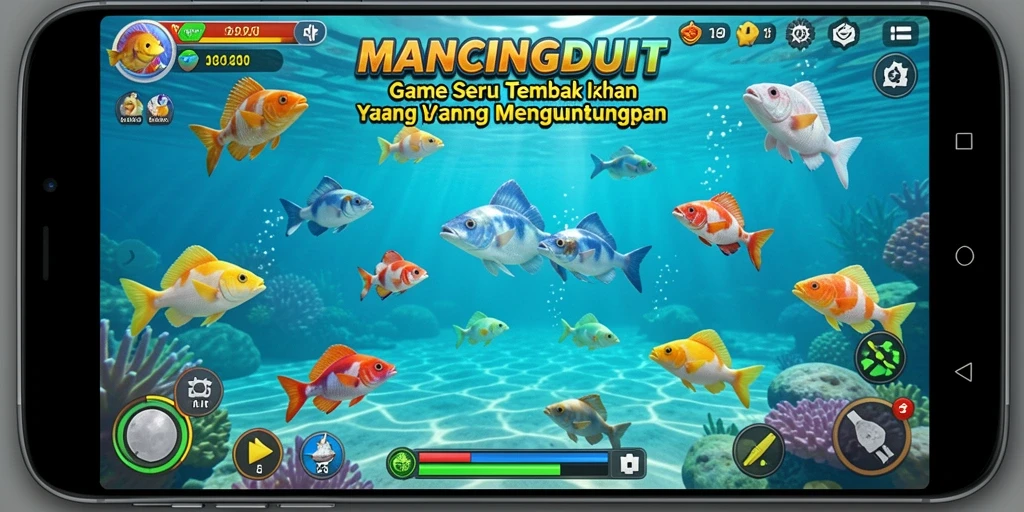 Tampilan gameplay <strong>MANCINGDUIT</strong> yang seru saat menangkap ikan.