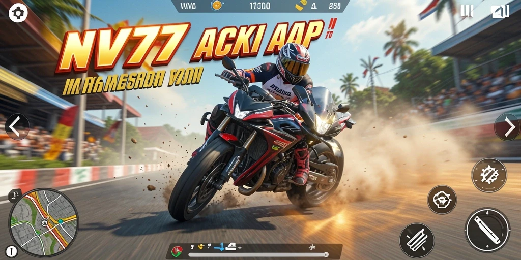 Gameplay mendebarkan dari NV77 saat balapan motor.