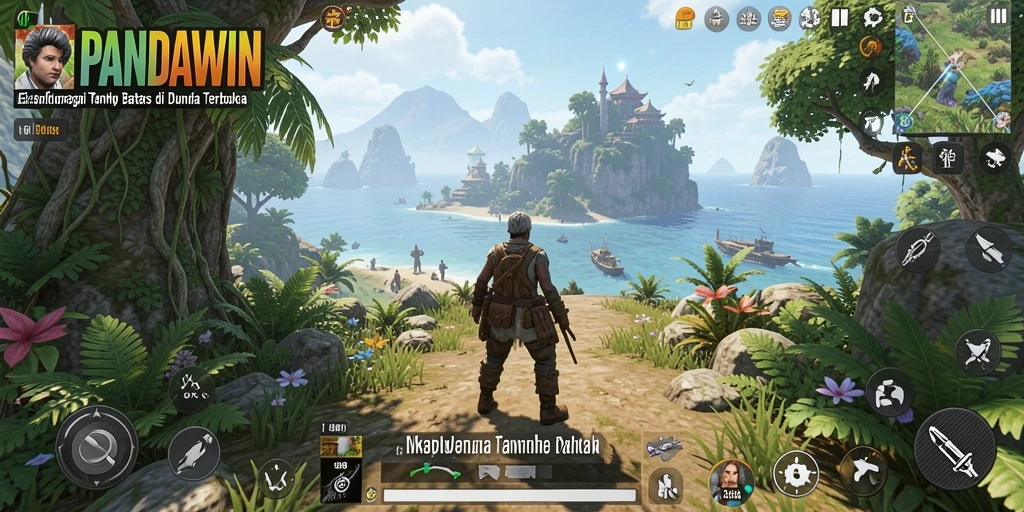 Tampilan gameplay <strong>PANDAWIN</strong> dengan kebebasan eksplorasi dunia terbuka yang menakjubkan.