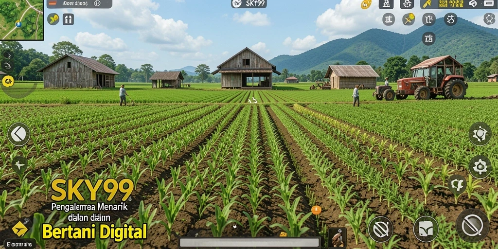 Tampilan gameplay SKY99 yang menarik dengan aktivitas bertani.